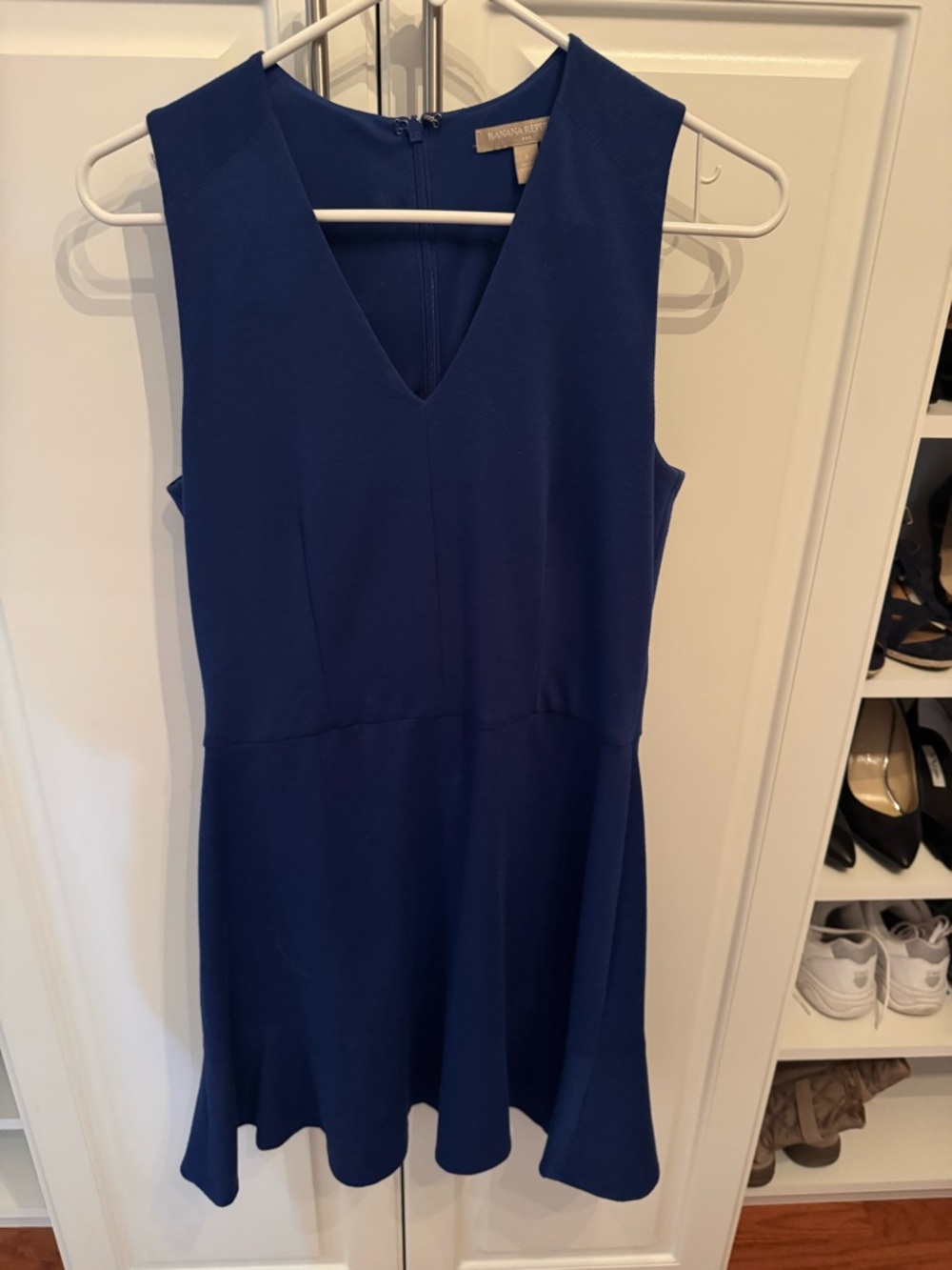 Banana Republic Royal Blue V-Neck Fit-and-Flare Mini Dress